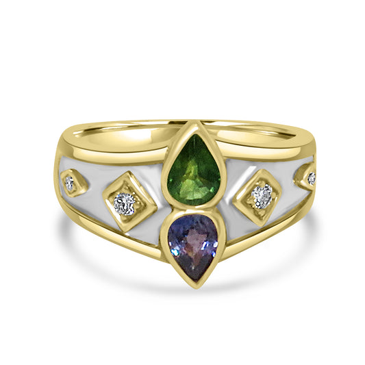 Gold Ring with Amethyst and Tourmaline