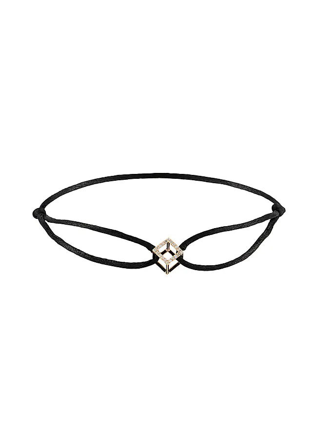 Diamond cube mirage choker with black silk ribbon