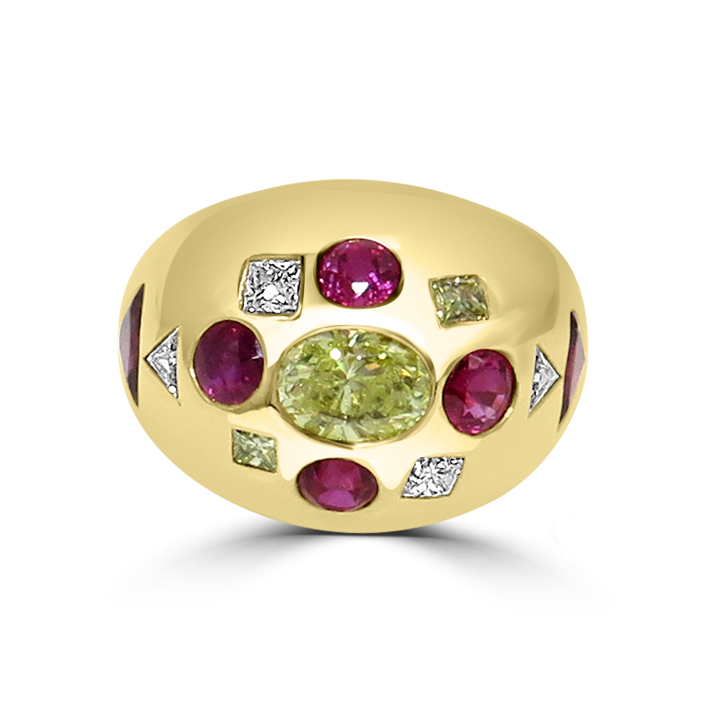 Yellow Diamond and Ruby Ring