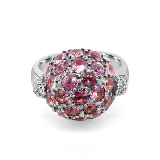 Pink Sapphire and Diamond Ring