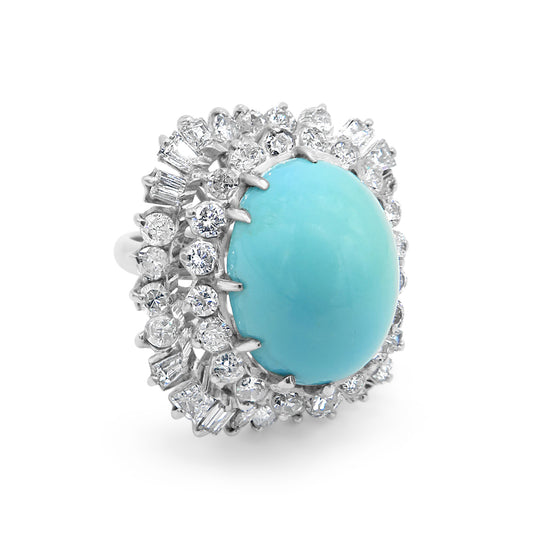 Persian Turquoise and Diamond Ring