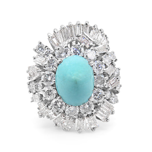 Persian Turquoise and Diamond Ring