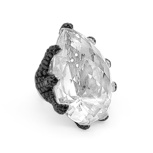 Black Diamonds and Quartz Ring