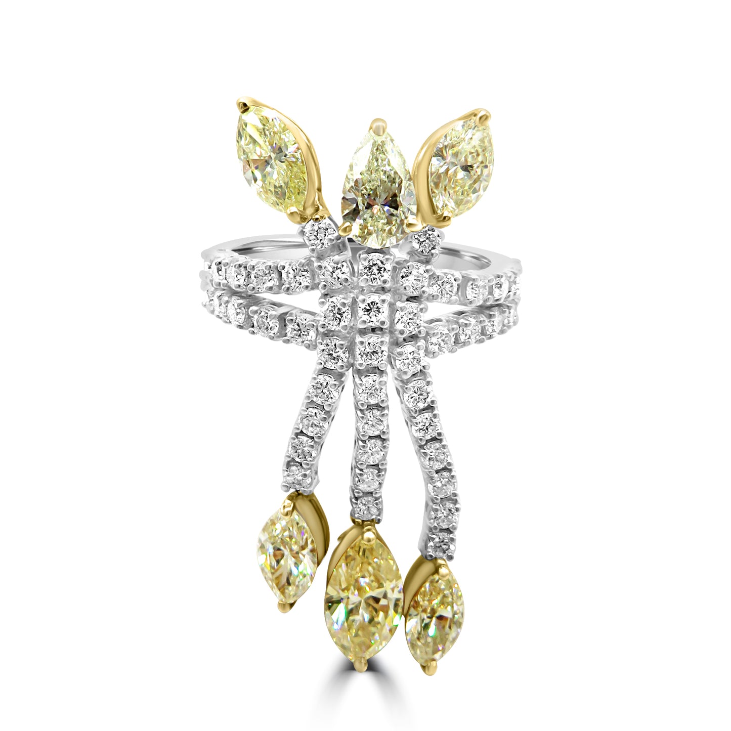 Yellow and White Diamond Ring