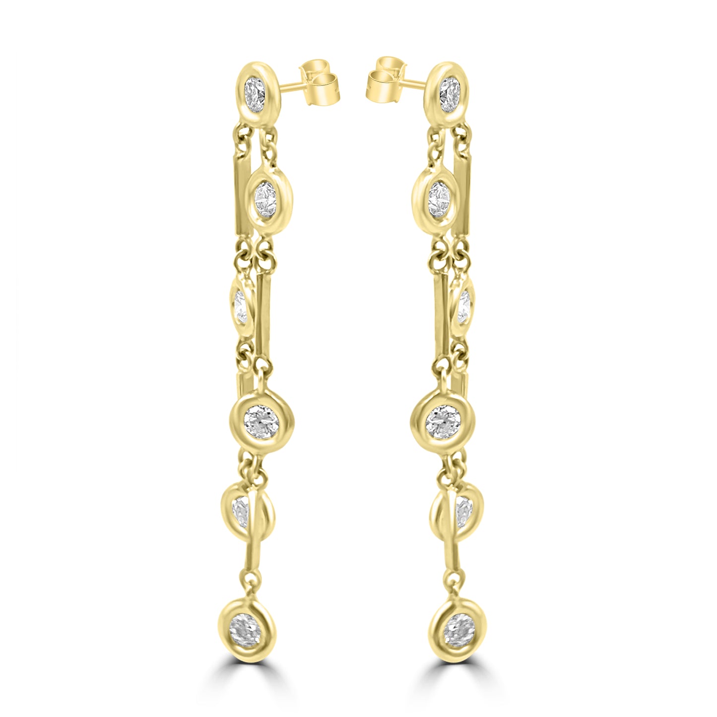Long Gold and Diamond Earrings