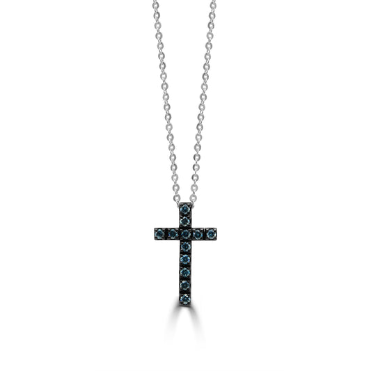 Blue Diamond Cross Necklace