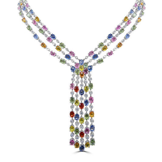 Long Diamond and Sapphire Necklace