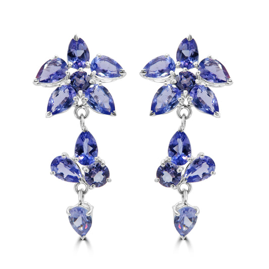 Gold Tanzanite and Diamond Earrings
