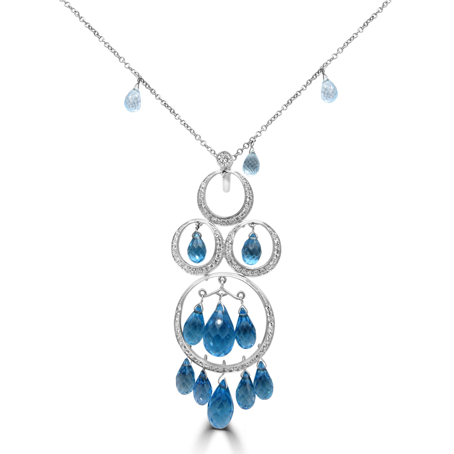 Blue Topaz and Diamond Necklace