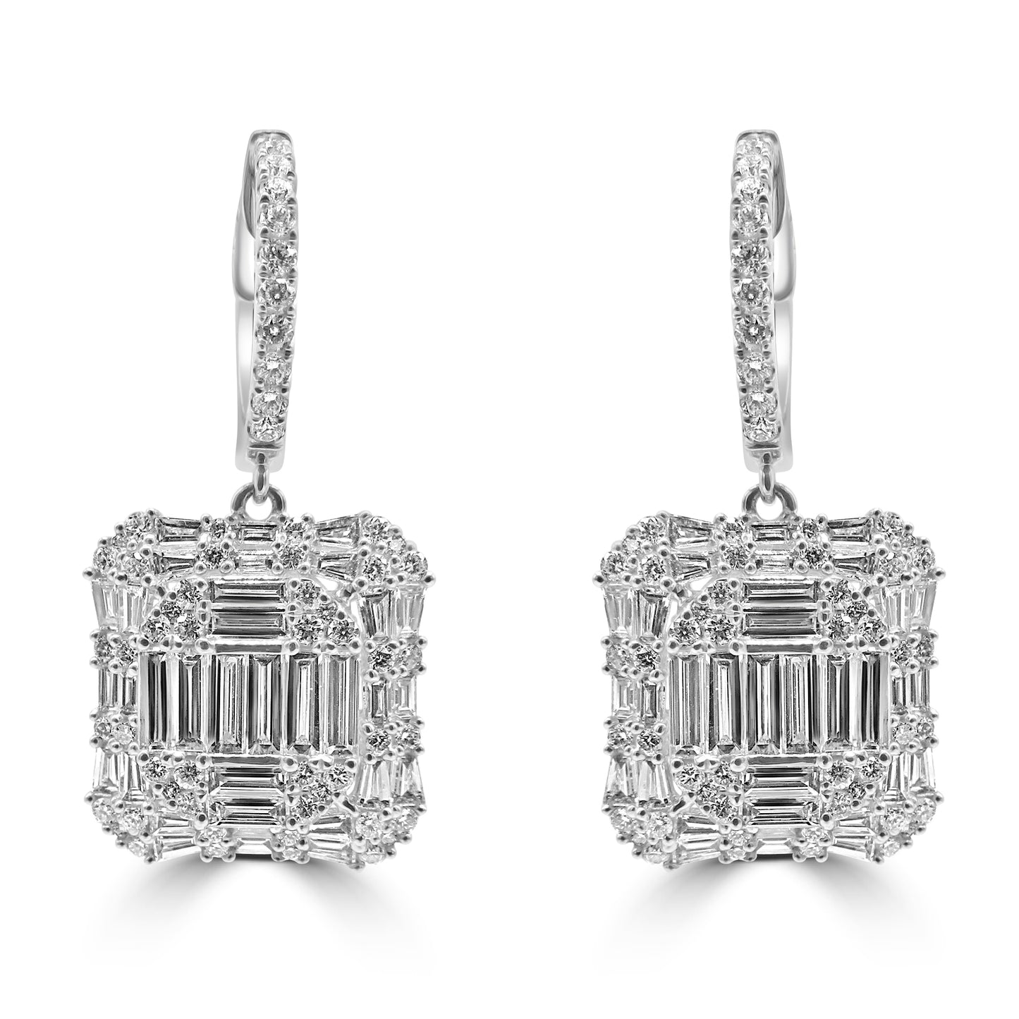 White Gold Baguette Diamond Earrings
