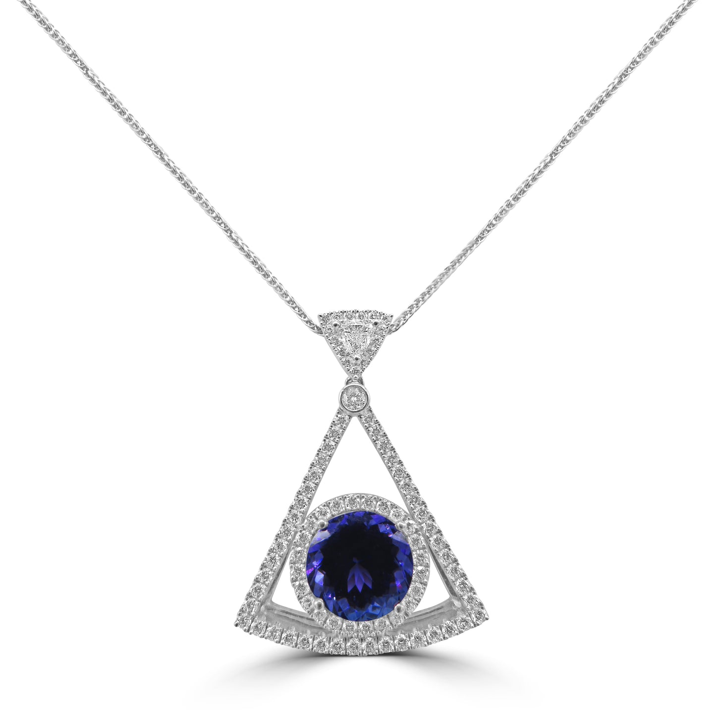 Exceptional Platinum Tanzanite Pendant with Diamonds