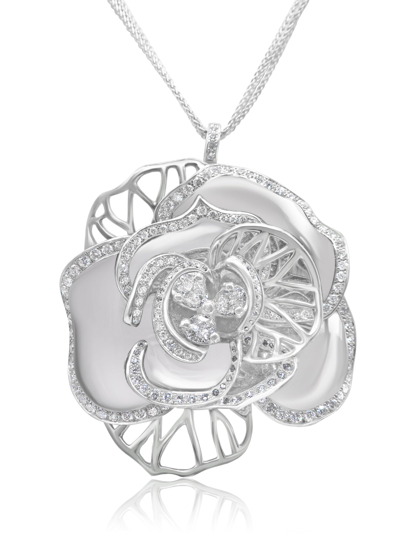 Diamond Flower Necklace & Brooch