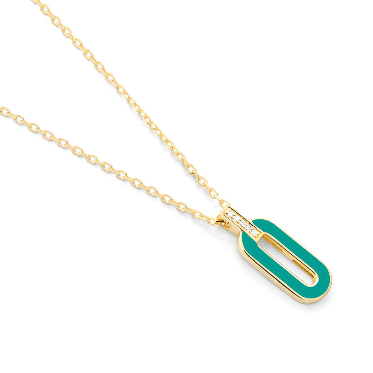 Diamond and Turquoise Enamel Pendant