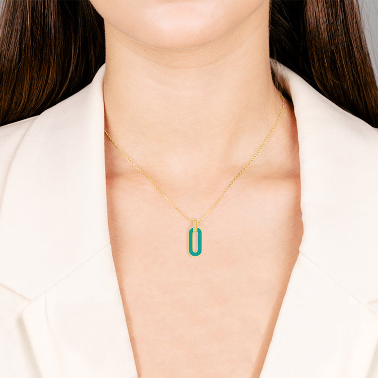 Diamond and Turquoise Enamel Pendant