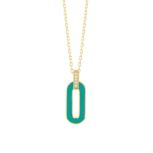 Diamond and Turquoise Enamel Pendant