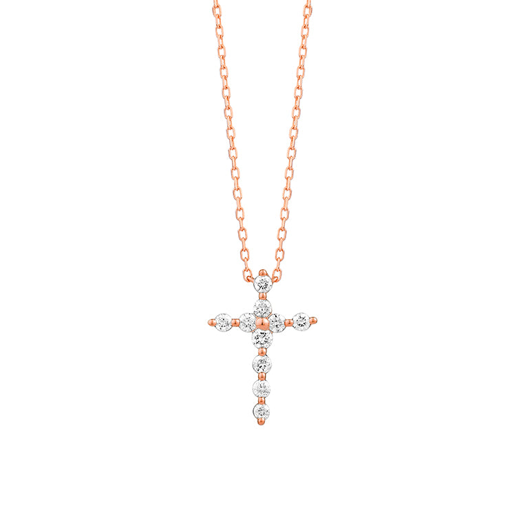 Rose Gold & Diamond Cross Pendant