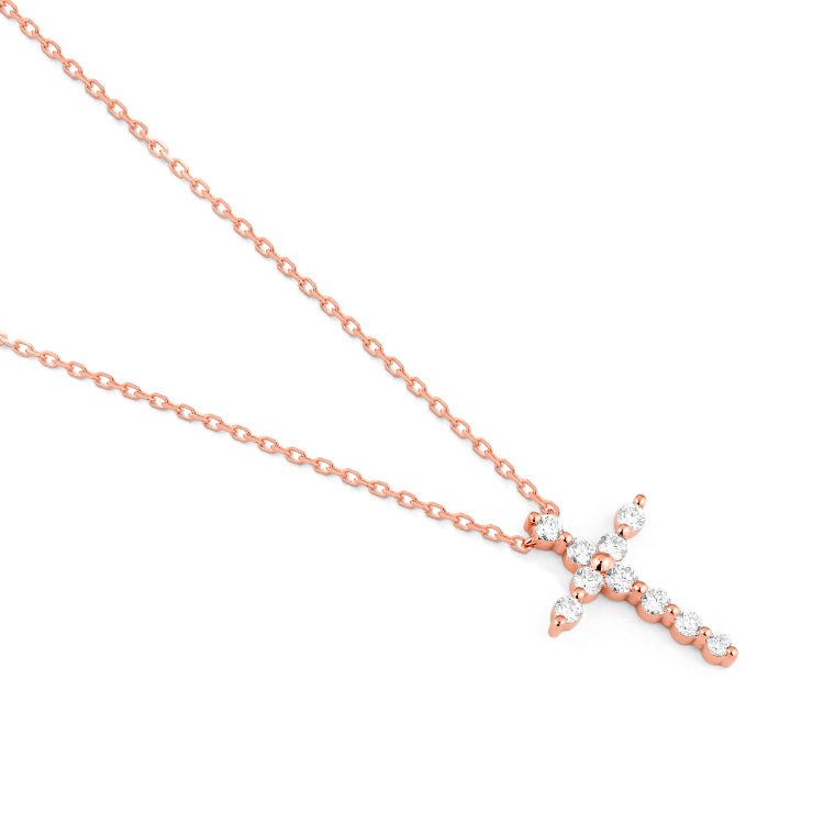 Rose Gold & Diamond Cross Pendant