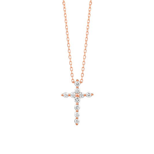 Rose Gold & Diamond Cross Pendant