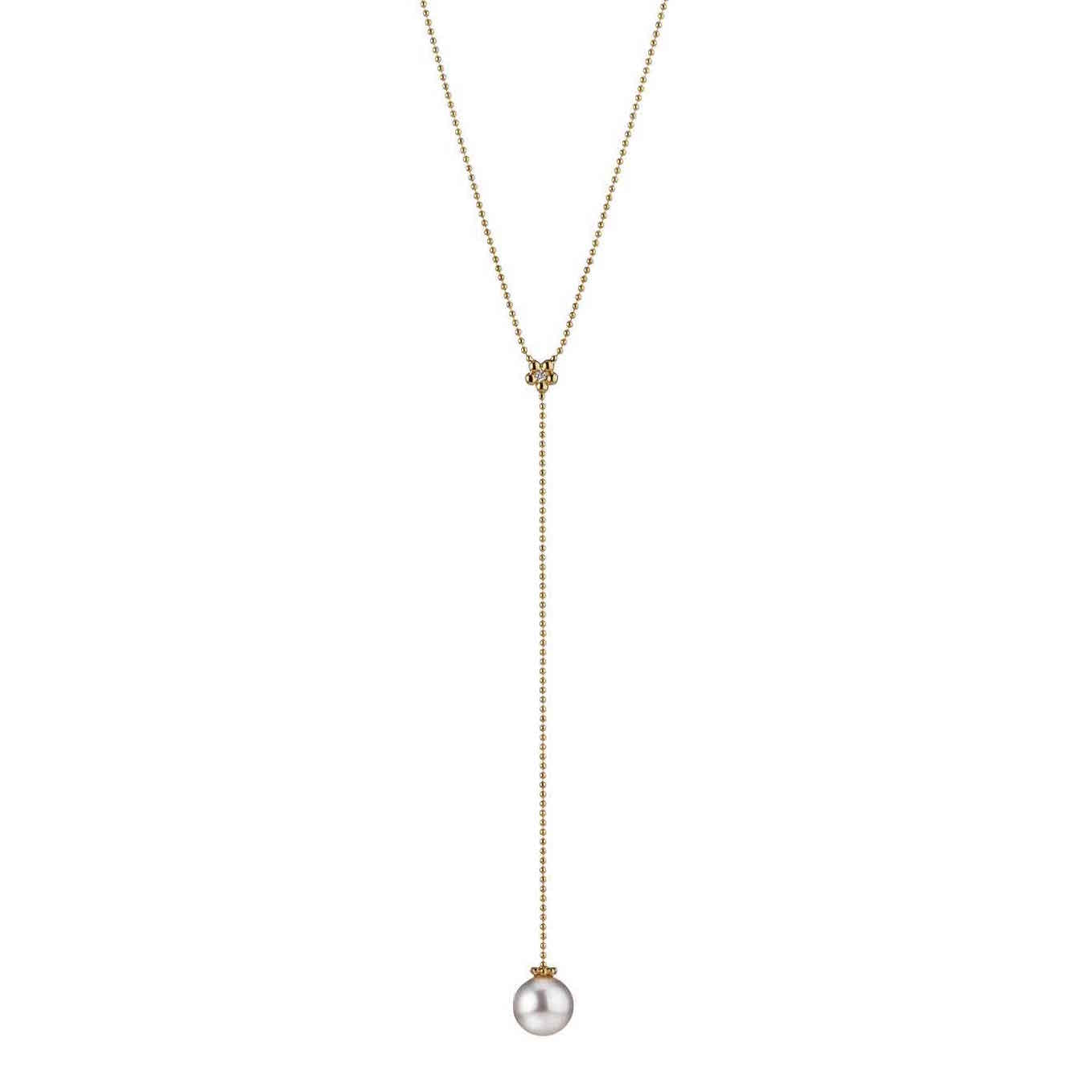 Rose Gold Long Necklace with Pearl Drop