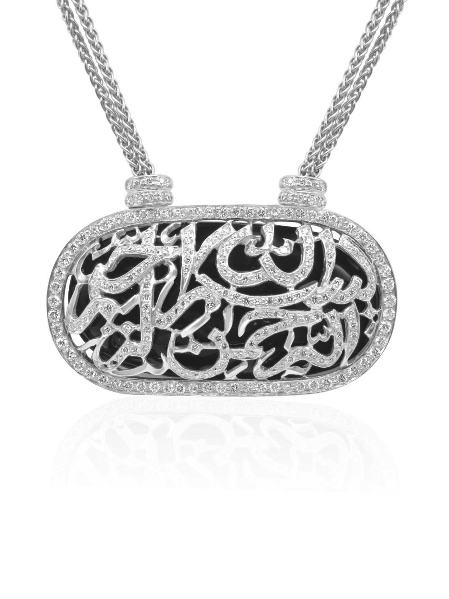 Diamond & Onyx Calligraphy Necklace