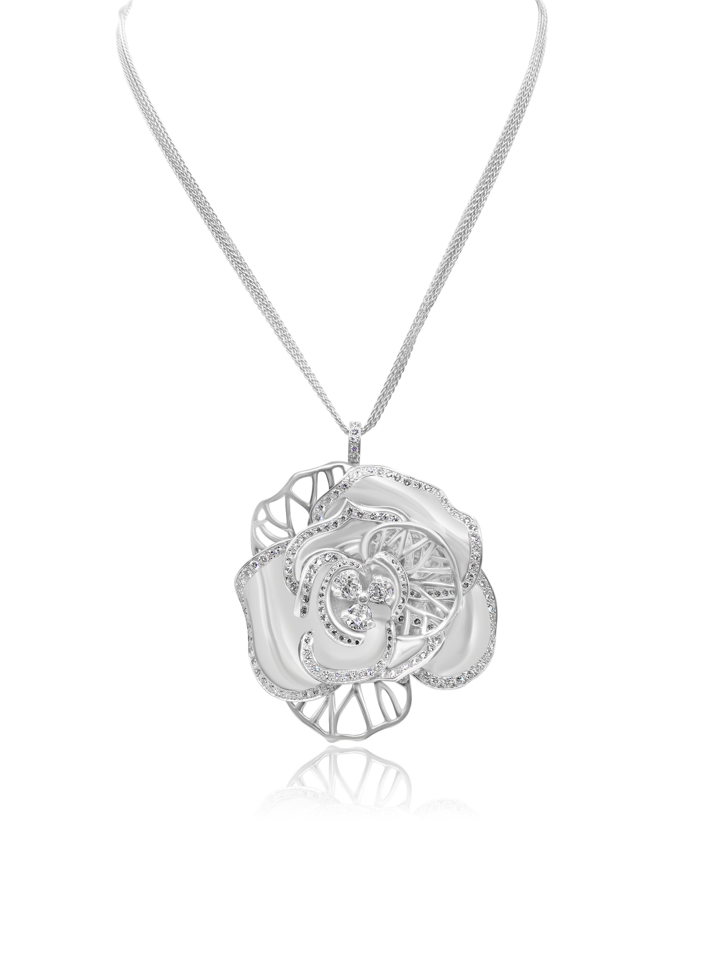 Diamond Flower Necklace & Brooch