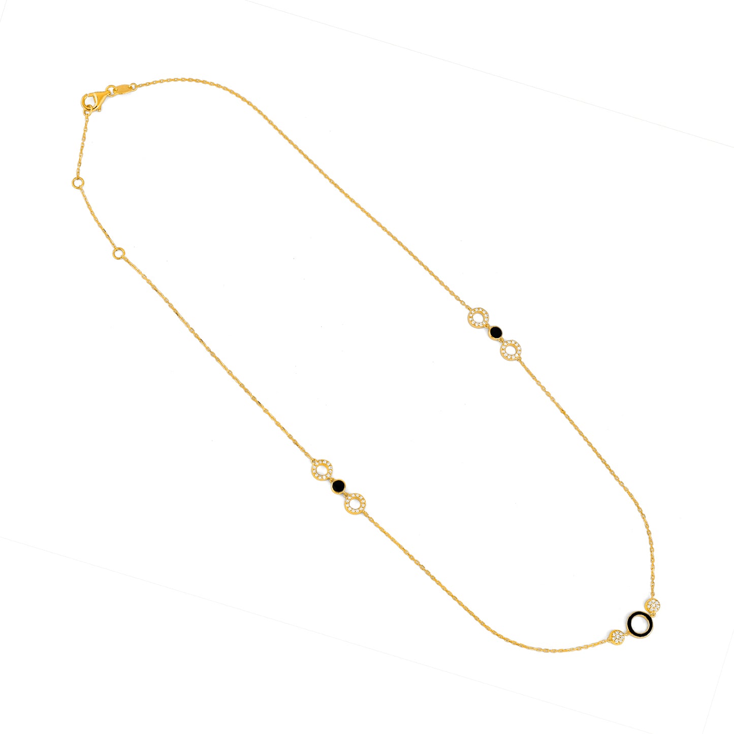 Diamond & Black Enamel Circle Necklace