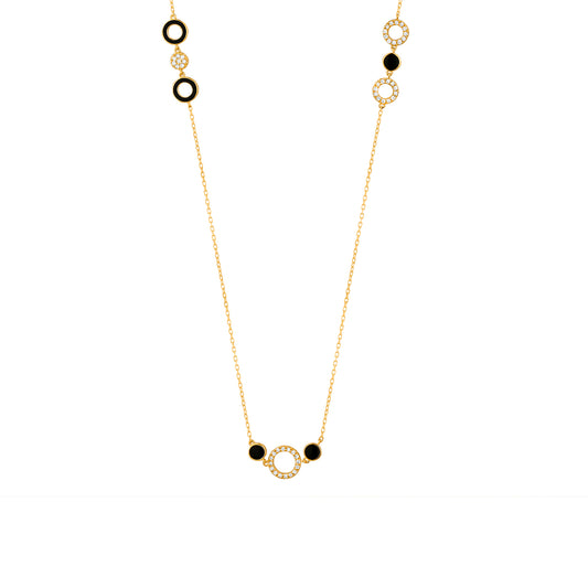 Diamond & Black Enamel Circle Necklace