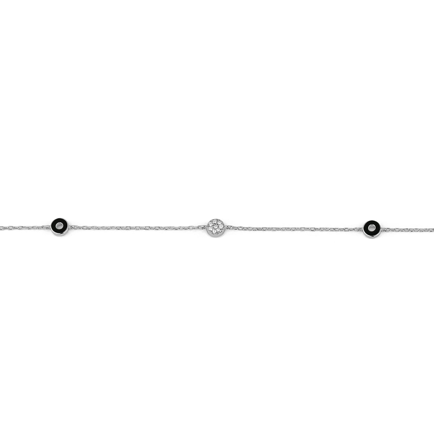 Diamond & Back Enamel Circle Necklace