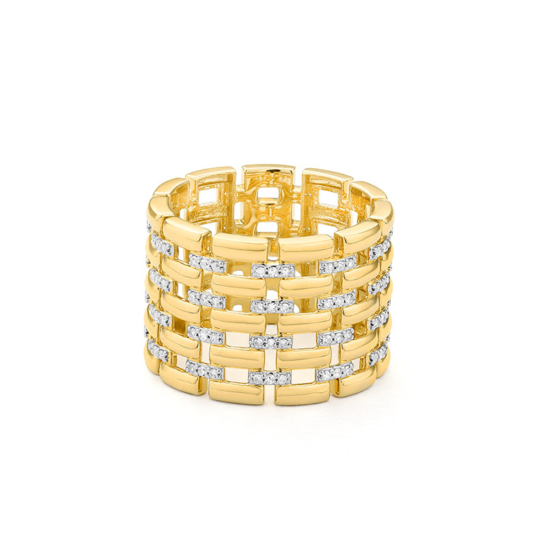 Gold and Diamond Link Ring