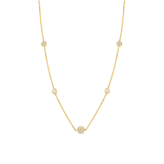 Diamond & White Enamel Circle Necklace