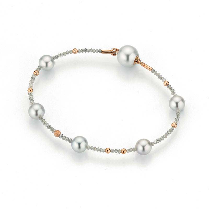 Diamond Beads and Pearl Bracelet