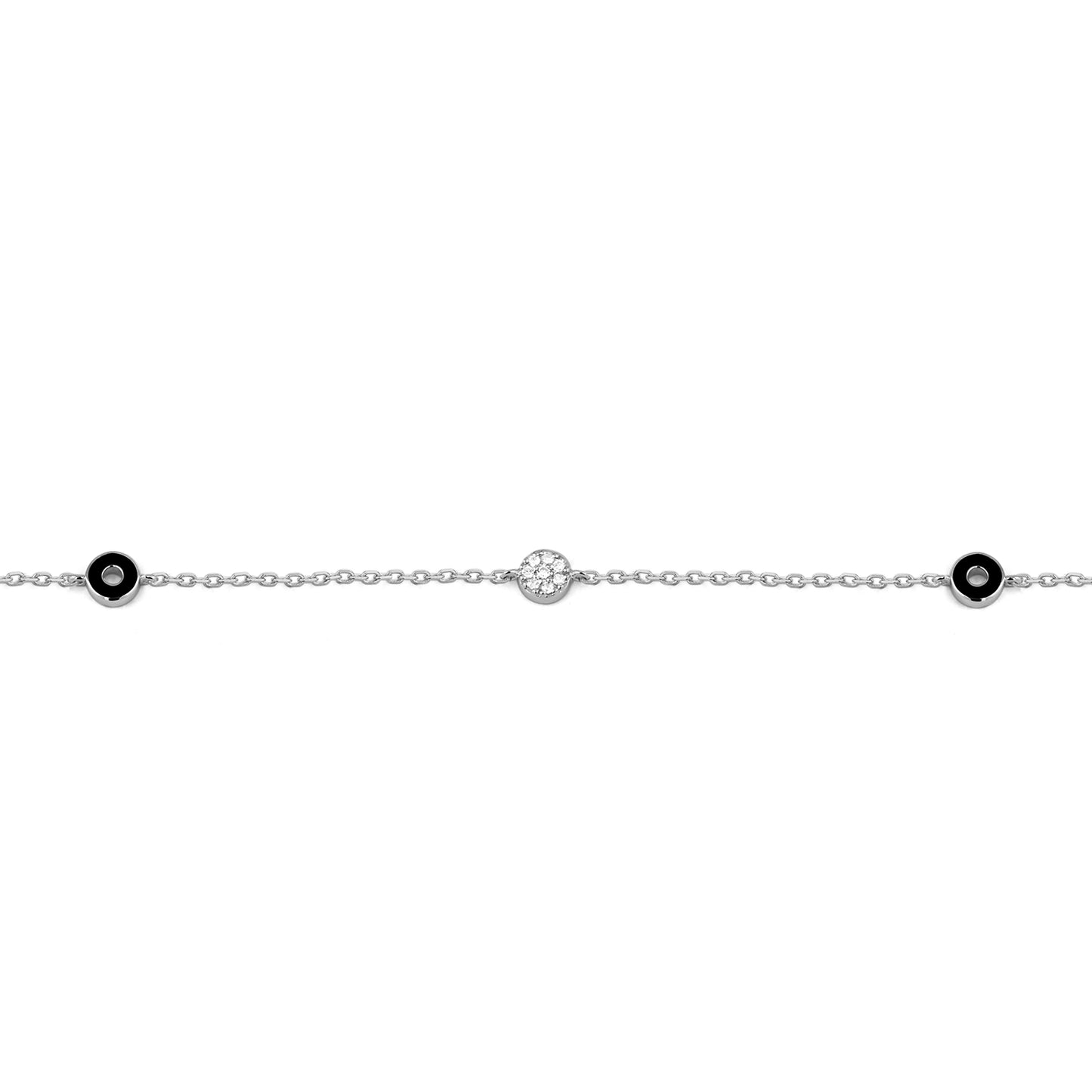 Diamond & Black Enamel Circle Bracelet