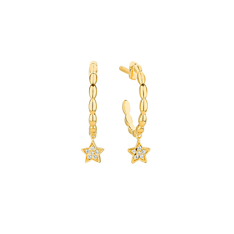 Diamond Star Hoop Earrings