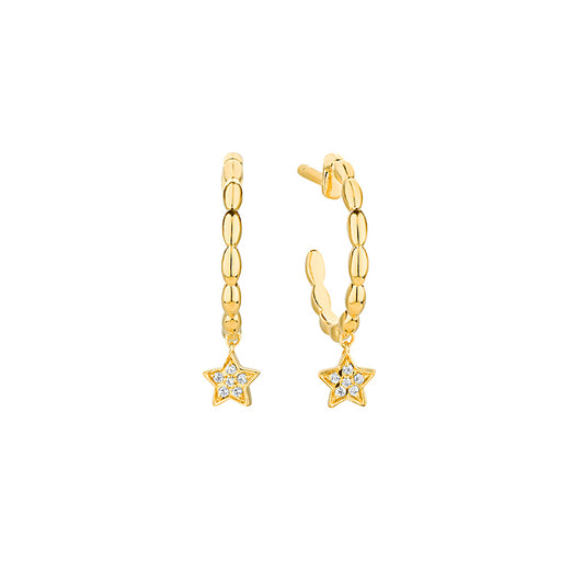 Diamond Star Hoop Earrings