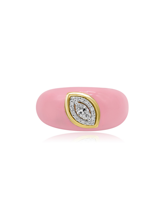 Pink Enamel & Diamond Band