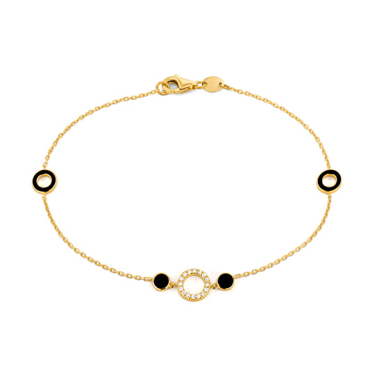 Diamond & Black Enamel Circle Necklace