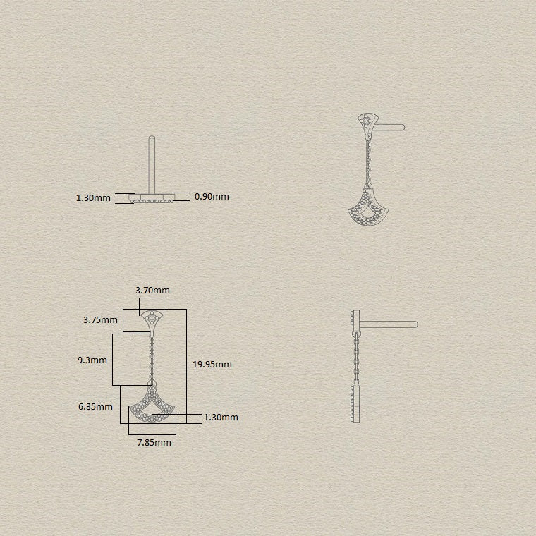 Moving Diamond Fan Earrings