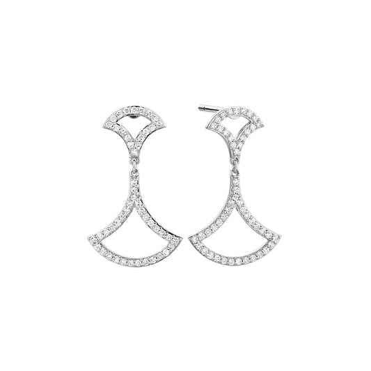 Diamond Fan-Inspired Earrings in White Gold