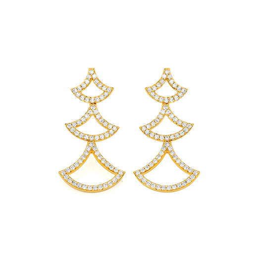Diamond Cascading Fan Earrings