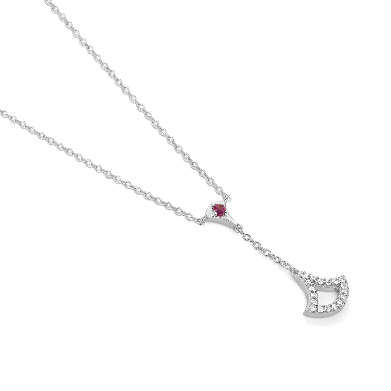 Fan-Inspired Pendant with Diamonds and Rhodolite