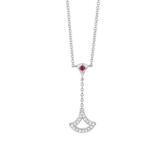 Fan-Inspired Pendant with Diamonds and Rhodolite