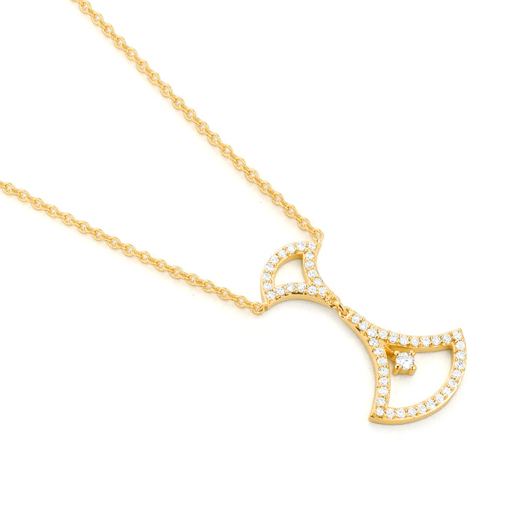 Fan-Inspired Moving Diamond Pendant