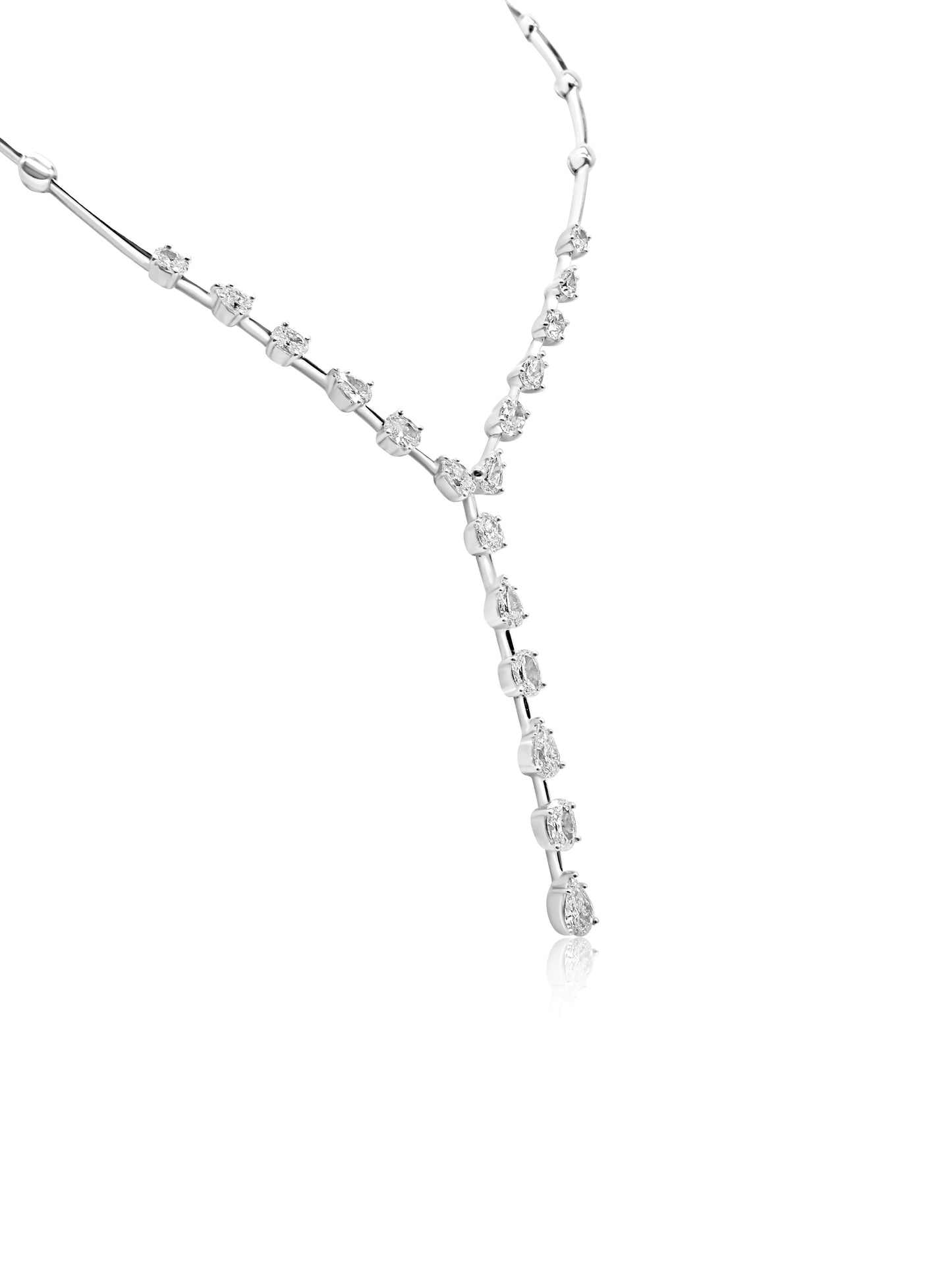 Pear & Oval Cut Diamond Y-Necklace