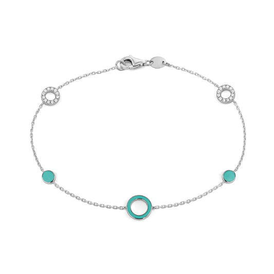 Diamond & Turquoise Enamel Bracelet
