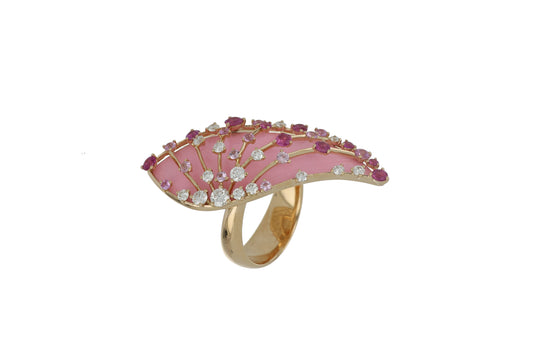 Pink Sapphire and Diamond Ring