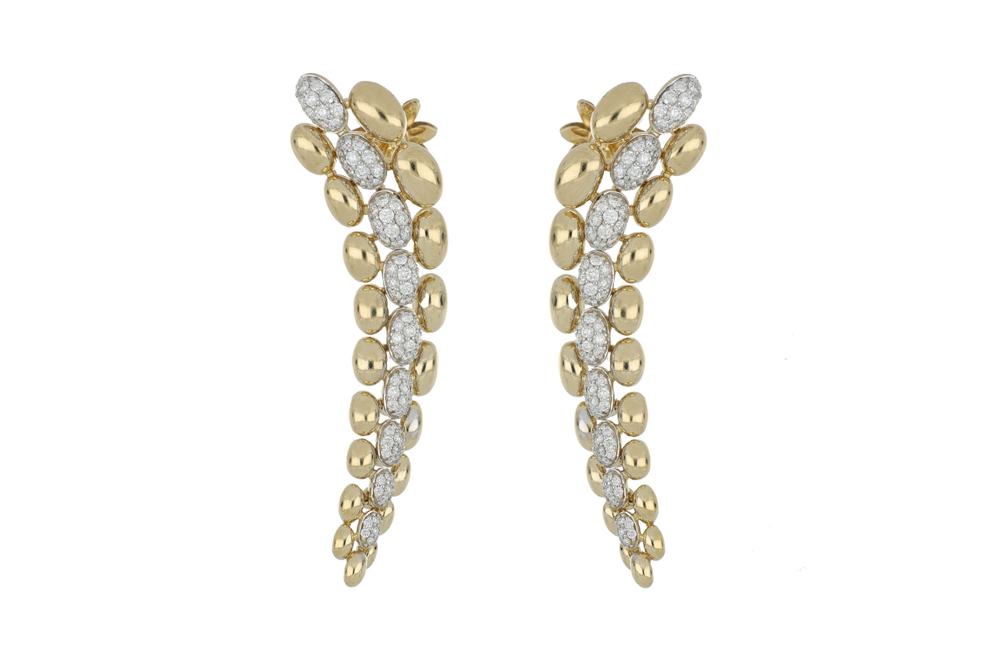 Gold and Diamond Long Earrings