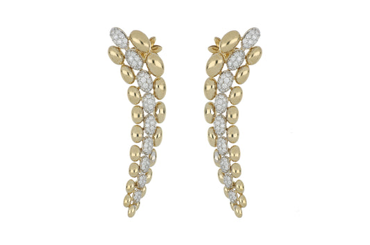 Gold and Diamond Long Earrings