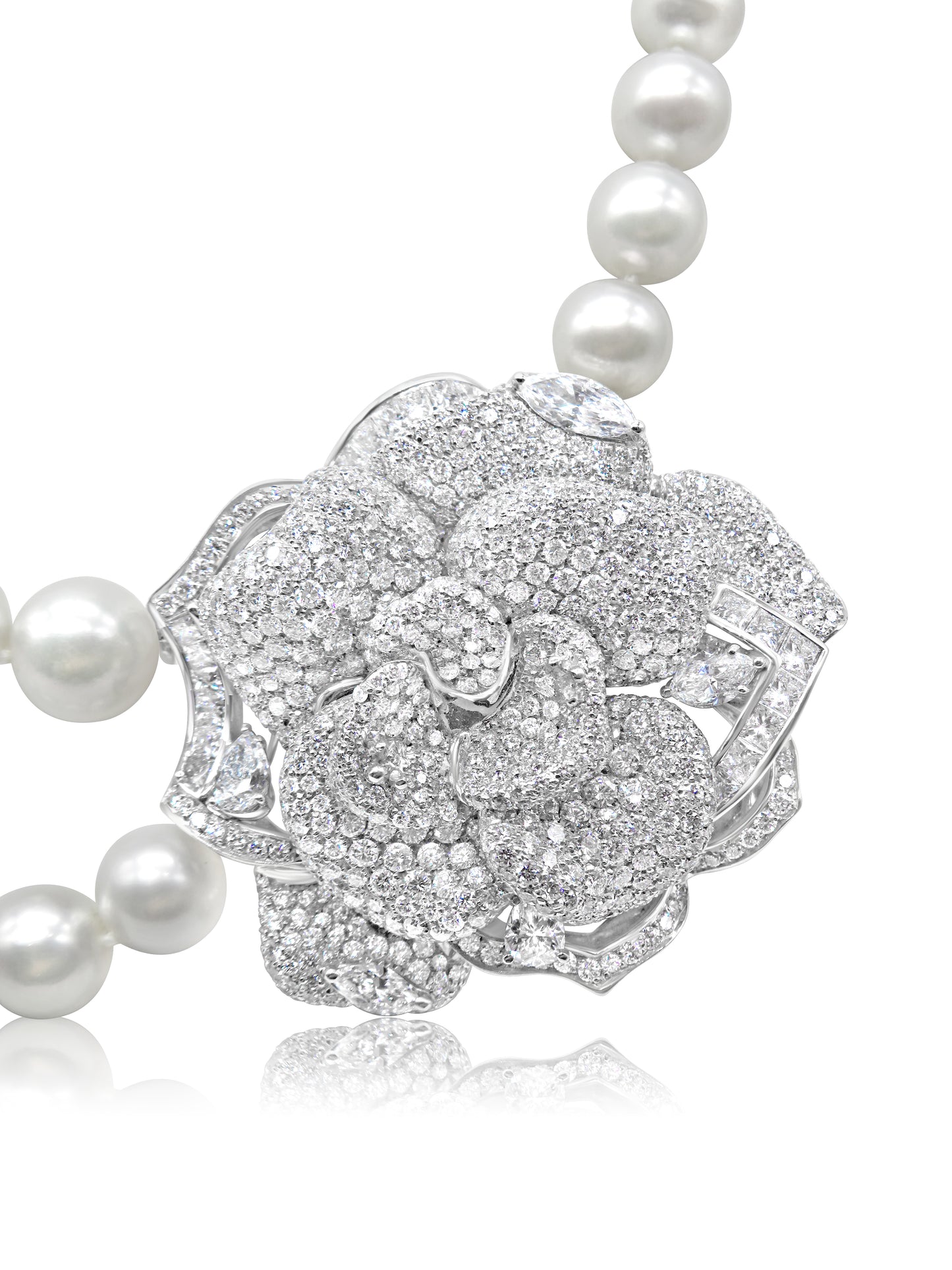 Pearl & Diamond Floral Necklace