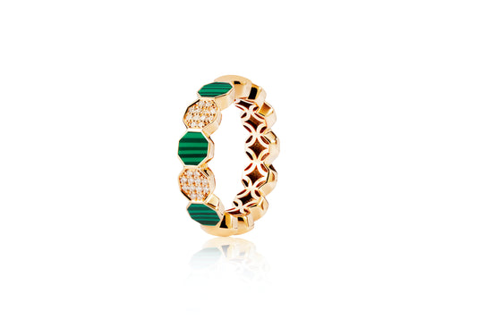 Diamond and Malachite Ring