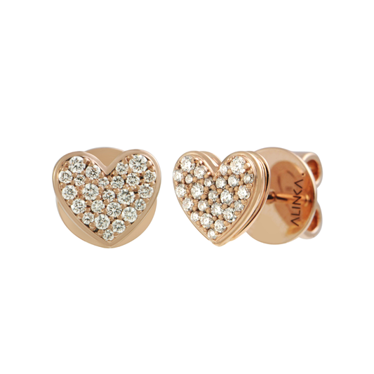 Caviar Heart Stud Earrings
